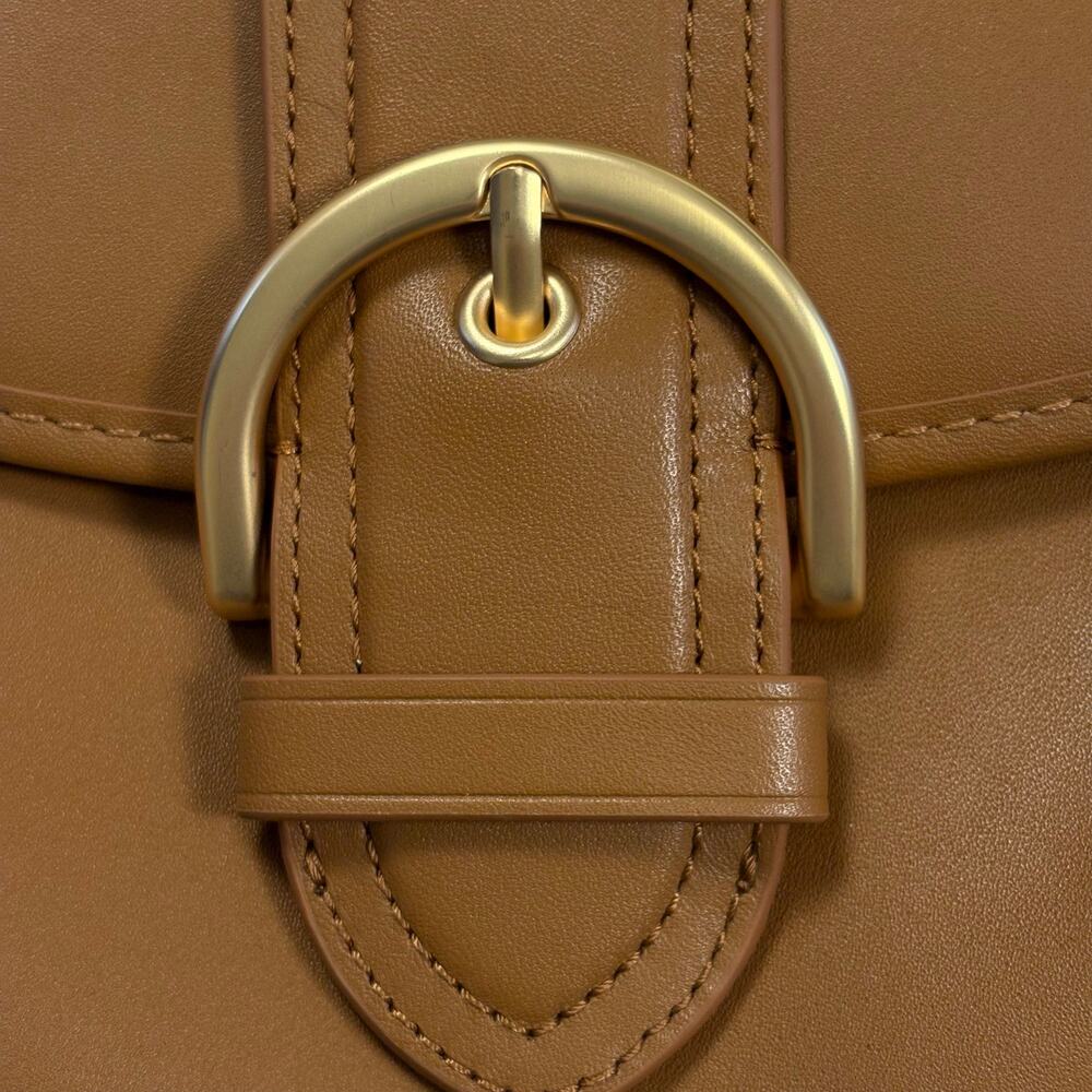 Quince Italian Leather Buckle Detail Shoulder Bag Cognac Brown Minimalist NWT - Picture 4 of 12